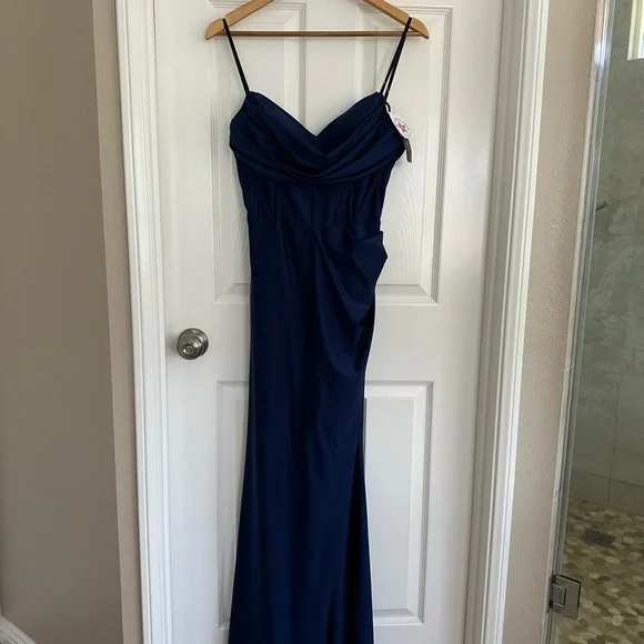 Betsy and Adam stretch satin cowl corset sheath dress 8P in ink color, NWT - Picture 7 of 7